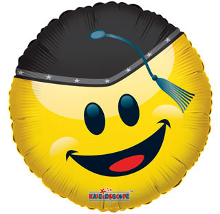 18" Smiley with Grad Open Mouth Smile Balloon