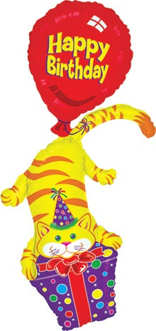 45" Happy Birthday Cat Stacker Balloon