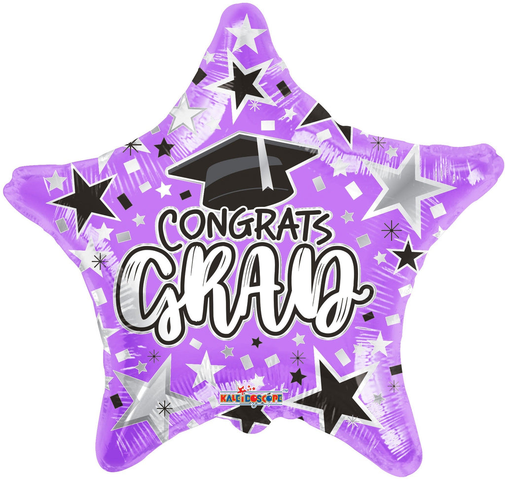 18" Grad Star Purple Foil Balloon