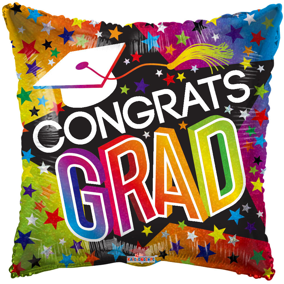 9" Airfill Only Grad Stars & Rainbow Foil Balloon