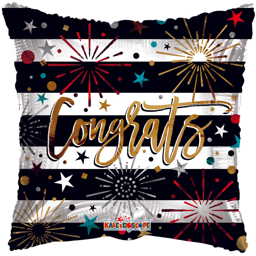 17" Congrats Black And White Foil Balloon