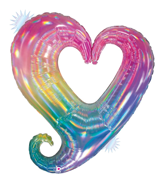 37" Foil Shape Holographic Chain of Hearts- Opal Foil Balloon