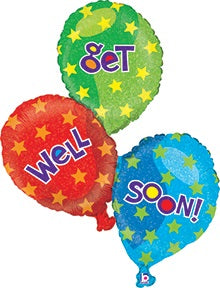 40" Get Well Balloon Trio Holographic
