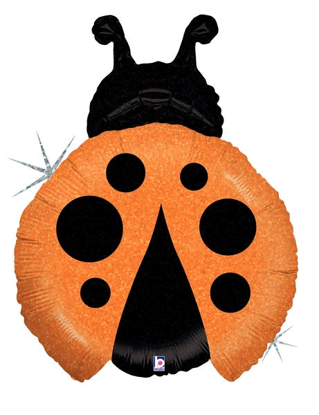 27" Holographic Shape Balloon Little Ladybug - Orange