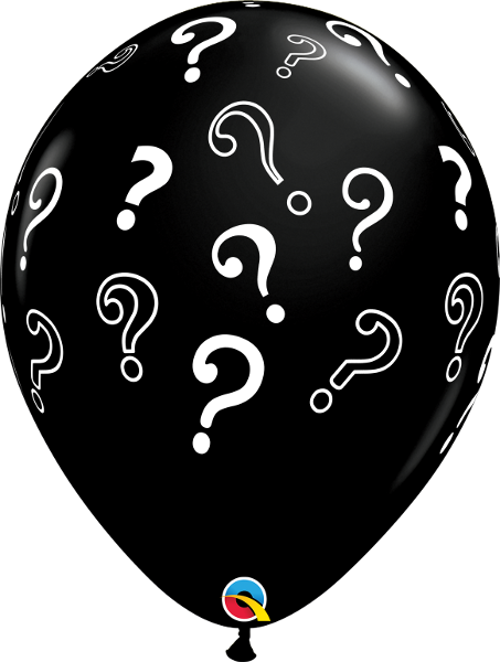 16" Question Marks Onyx Black (50 Per Bag) Latex Balloons