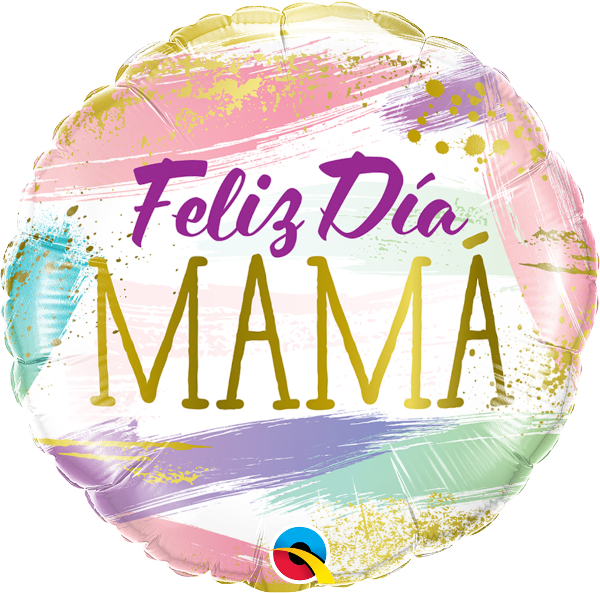 18" Round Feliz Dia Mama Color Swashes Foil Balloon (Spanish)