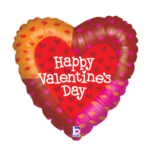18" Quad Hearts Happy Valentine's Day Balloon