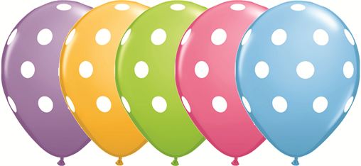 11" Assorted Latex Balloons Big Polka Dots (50 Count)