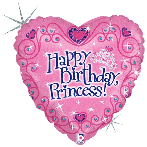 18" Holographic Balloon Happy Birthday Princess