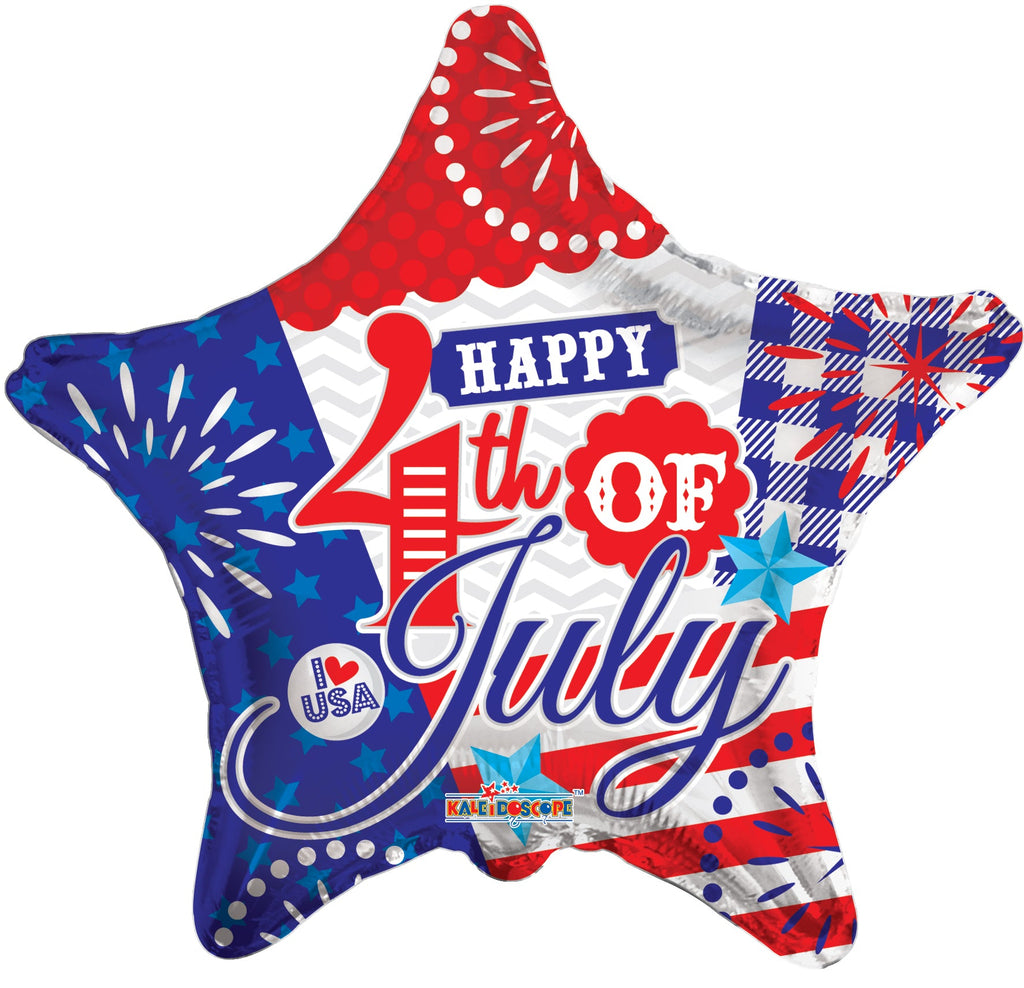 18" Happy 4th Of July Star Foil Balloon