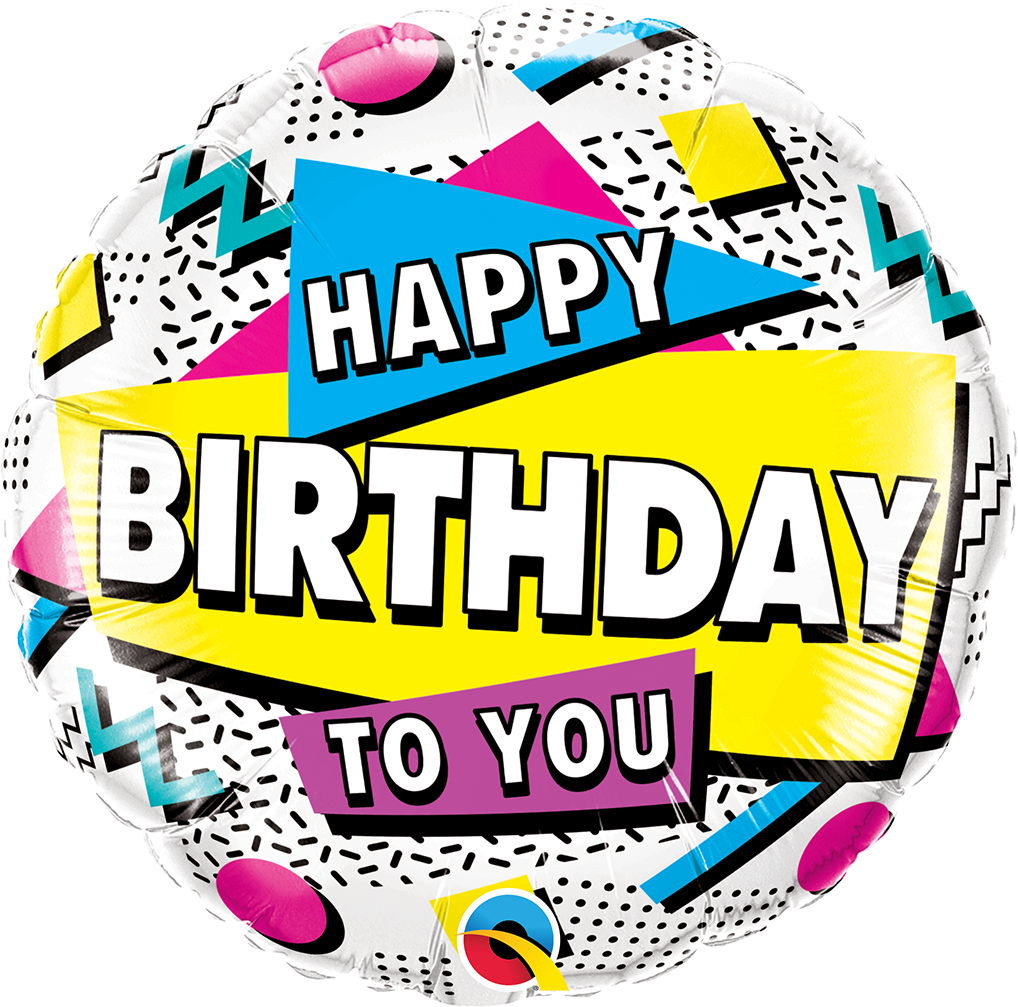 18" Happy Birthday To You 90's Retro Foil Balloon