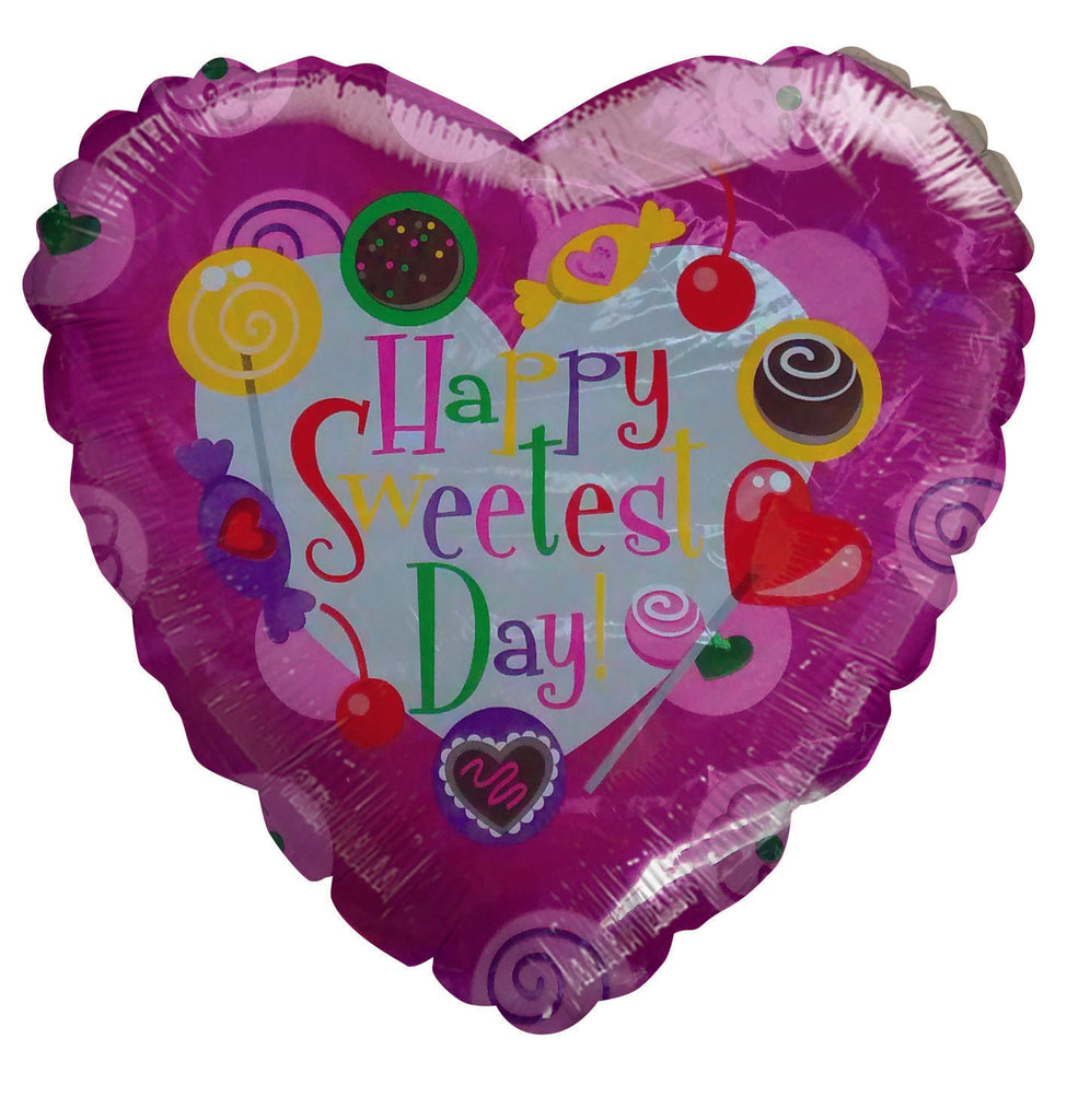18" Happy Sweetest Day Sugar Treats Pink Heart Balloon