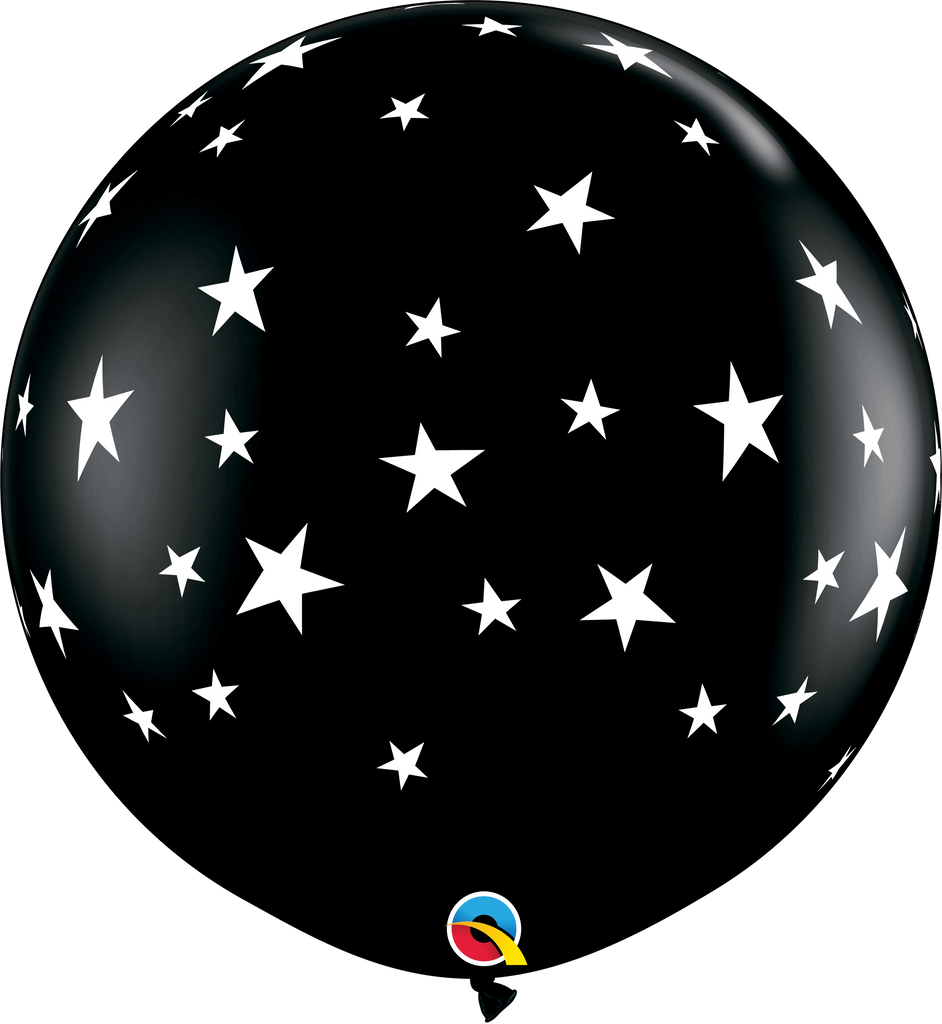 36" Contempo Stars-A-Round Onyx Black Latex Balloons