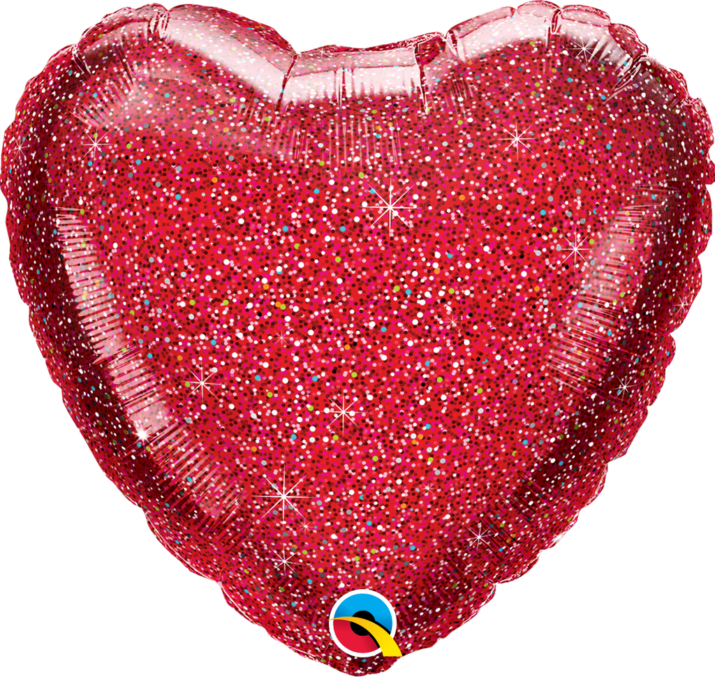 18" Glittergraphic Red Heart Foil Balloon