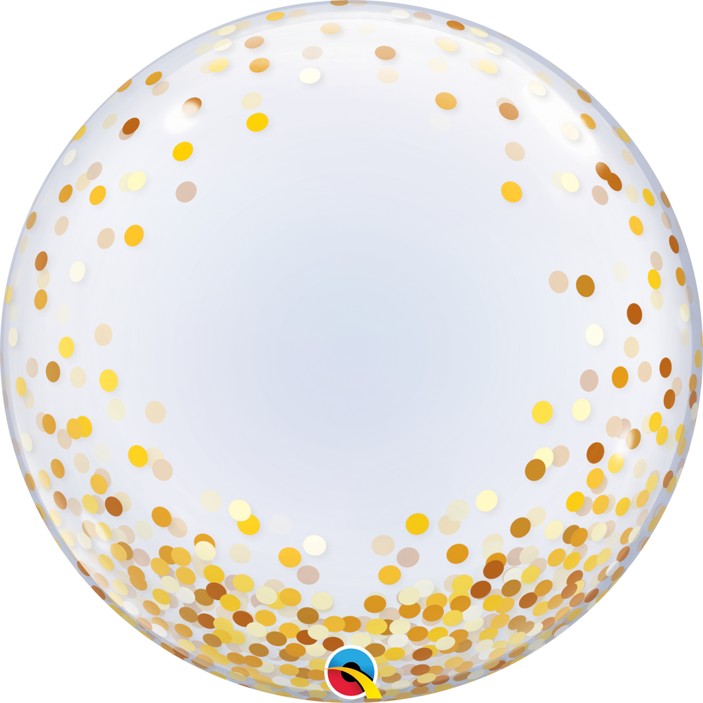 24" Gold Confetti Dots Bubble Balloon