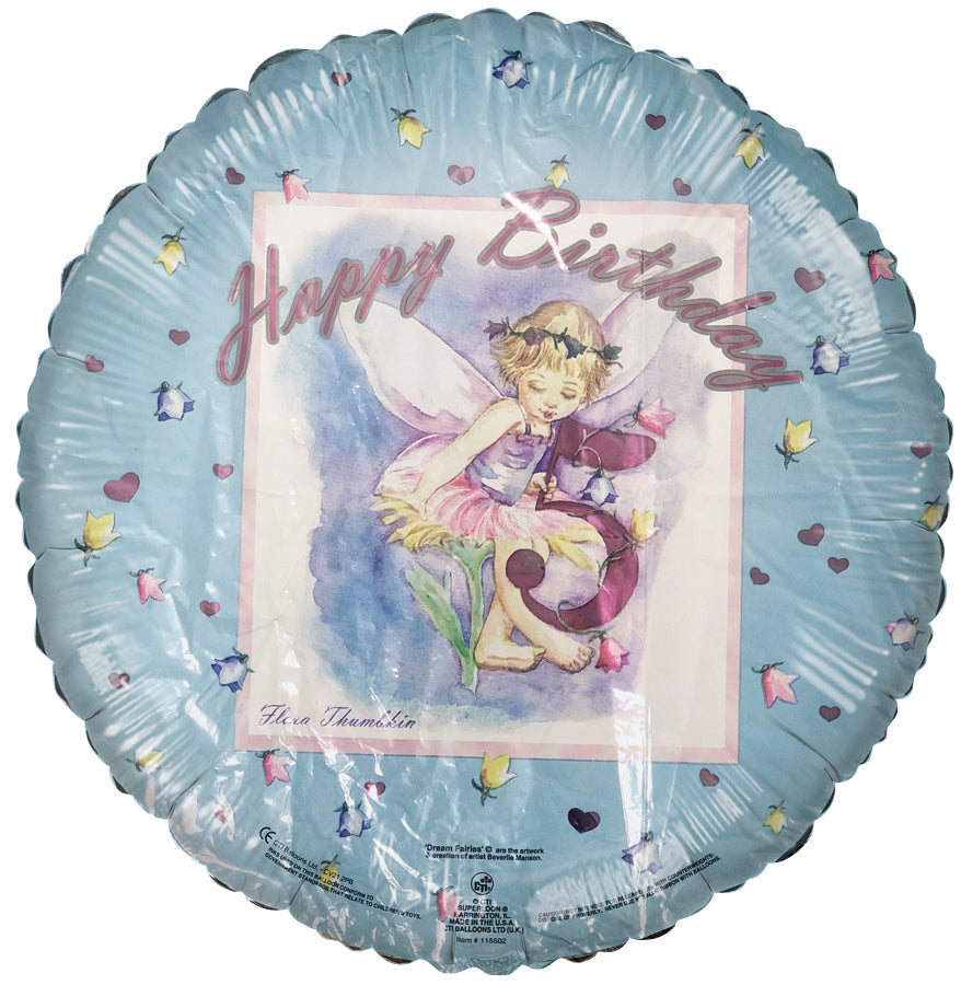 18" Happy Birthday Flora Thubkin Foil Balloon