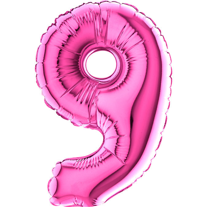 7" Airfill Only (requires heat sealing) Number Balloon 9 Fuschia