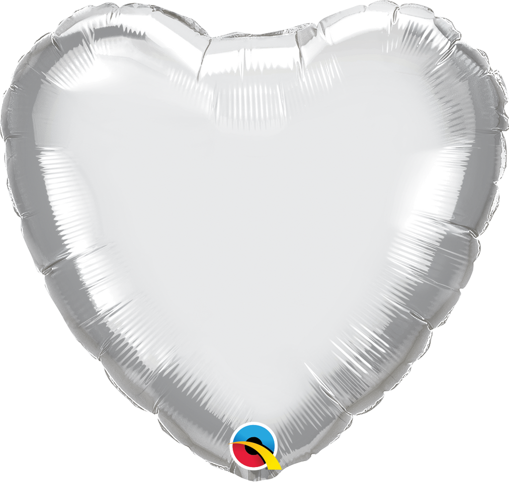 18" Heart Qualatex Chrome Silver Foil Balloon