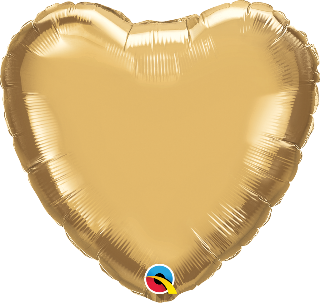 18" Heart Qualatex Chrome Gold Foil Balloon