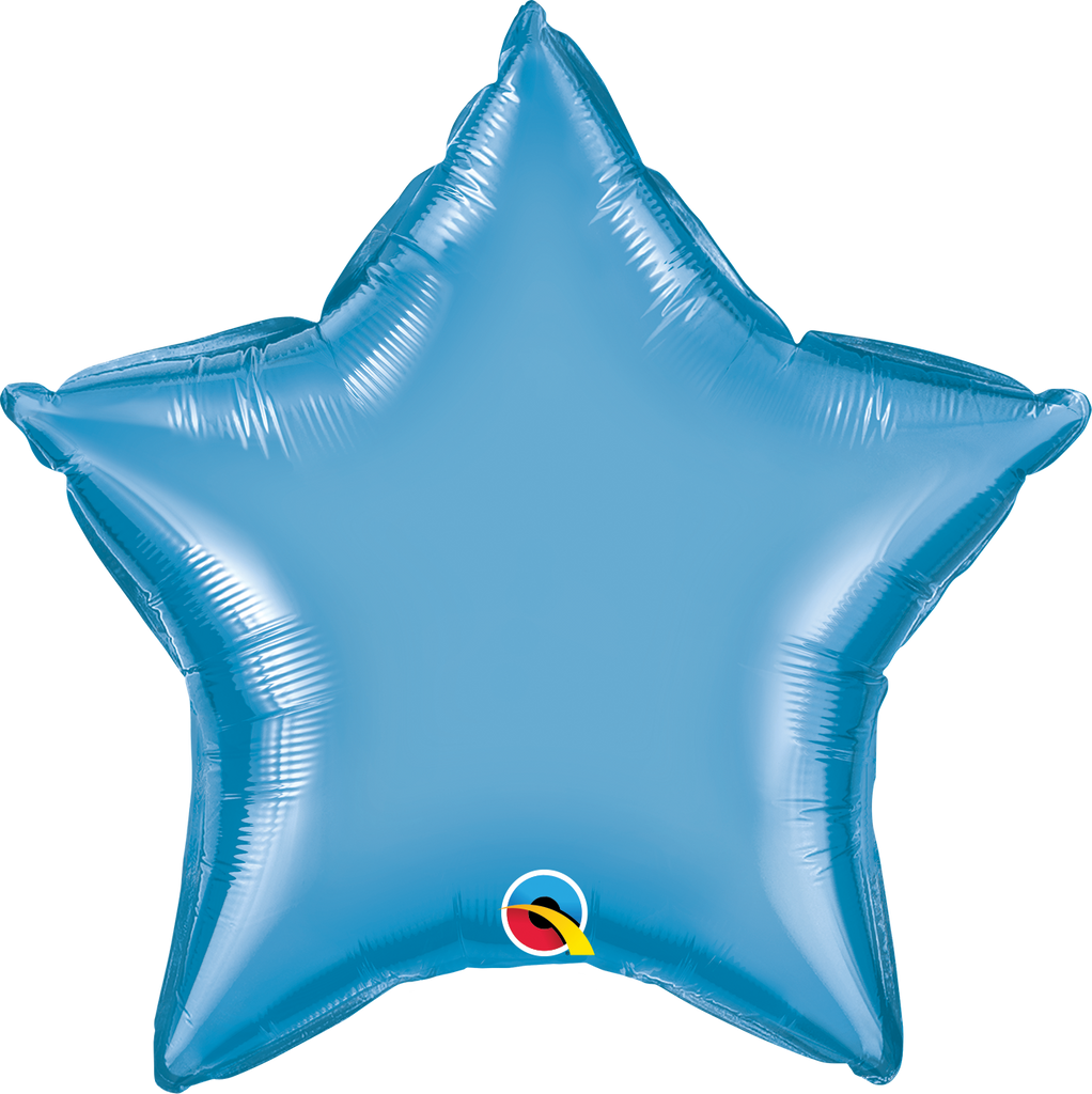 20" Star Qualatex Chrome Blue Foil Balloon