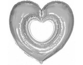 35" Shape Heart Solid Silver Balloon