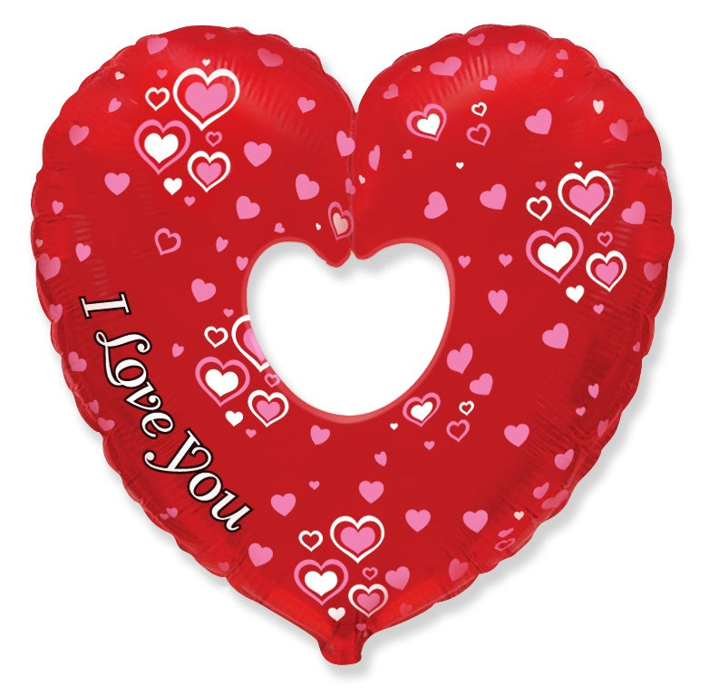 24" I Love You Red Heart Shaped Pink Hearts Balloon
