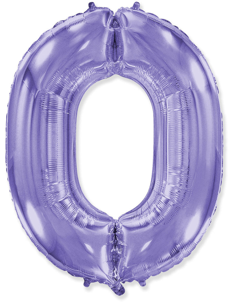 40" Lilac Number 0 Foil Balloon Flexmetal
