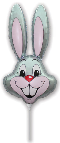 16" Airfill Only Grey Bunny Rabbit Head Foil Balloon