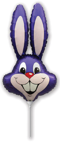 16" Airfill Only Violet Bunny Rabbit Head Foil Balloon