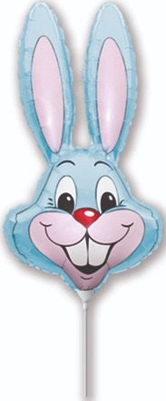 16" Airfill Only Pastel Blue Bunny Rabbit Head Foil Balloon