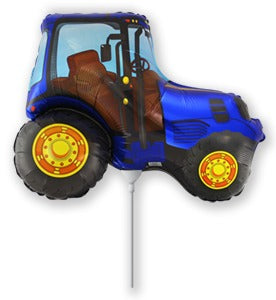 12" Airfill Only Tractor Mini Blue Foil Balloon