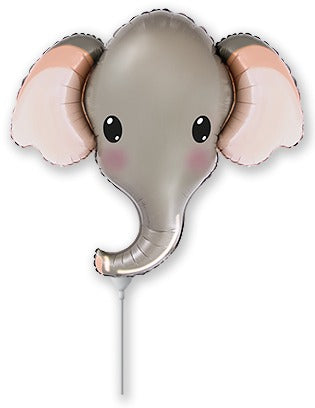 12" Airfill Only Grey Elephant Head Mini Foil Balloon