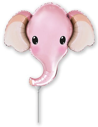 12" Airfill Only Baby Pink Elephant Head Mini Foil Balloon