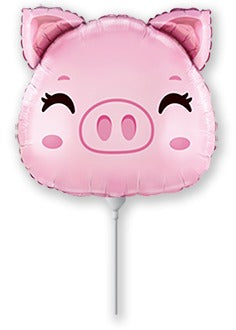 8" Airfill Only Pig Head Mini Foil Balloon