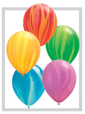 11" Rainbow Assortment Super Agate Latex Balloons
