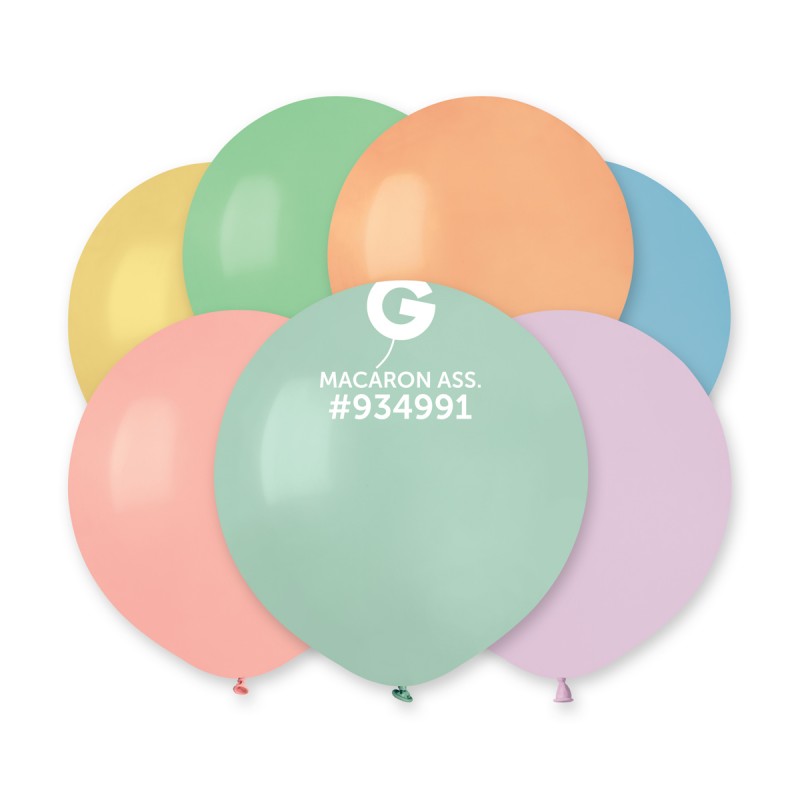 19" Gemar Latex Balloons (Bag of 25) Assorted Macaron Assorted