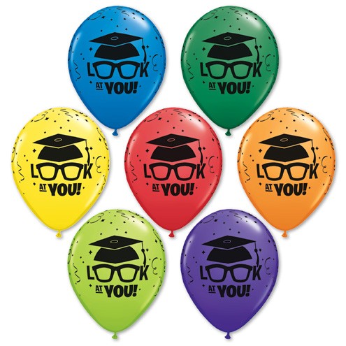 11" Look At You Graduation Assorted Colors (50 Per Bag) Latex Balloons