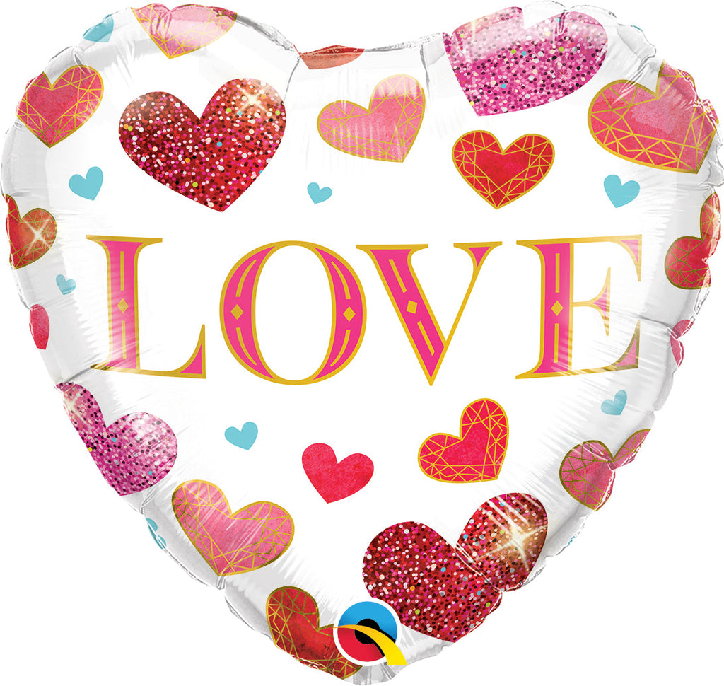 18" Heart Love Jewel Hearts Foil Balloon