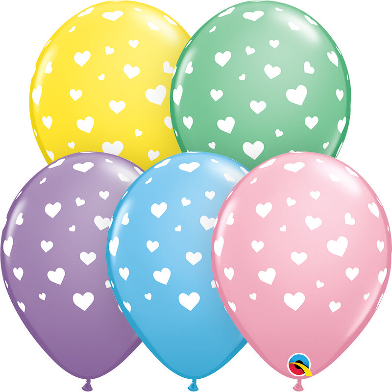 11" Latex Balloons Pastel Assorted (50 Per Bag) Random Hearts-A-Rnd