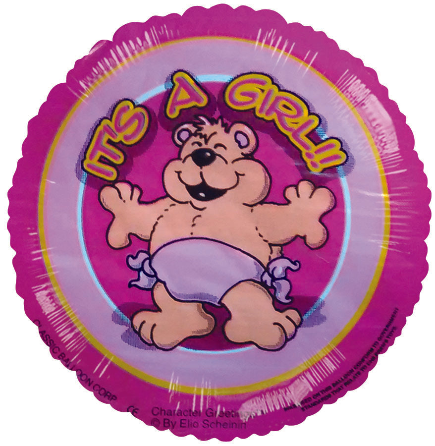 4" Airfill Only Girl Bear With Diaper Balloon