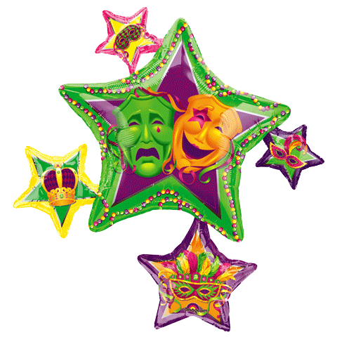 35" Masquerade Star Cluster Balloon Packaged