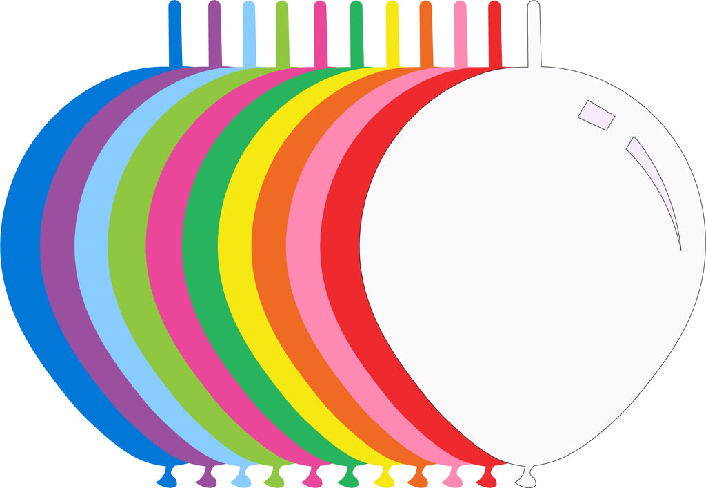 18" Standard Assorted Colors Decomex Linking Balloons (25 Per Bag)