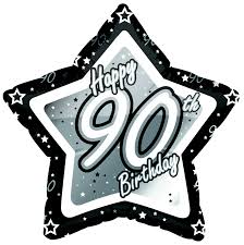 18" Black & Silver "90" Birthday Foil Balloon