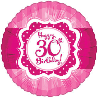 18" Perfect Pink "30" Happy Birthday Foil Balloon