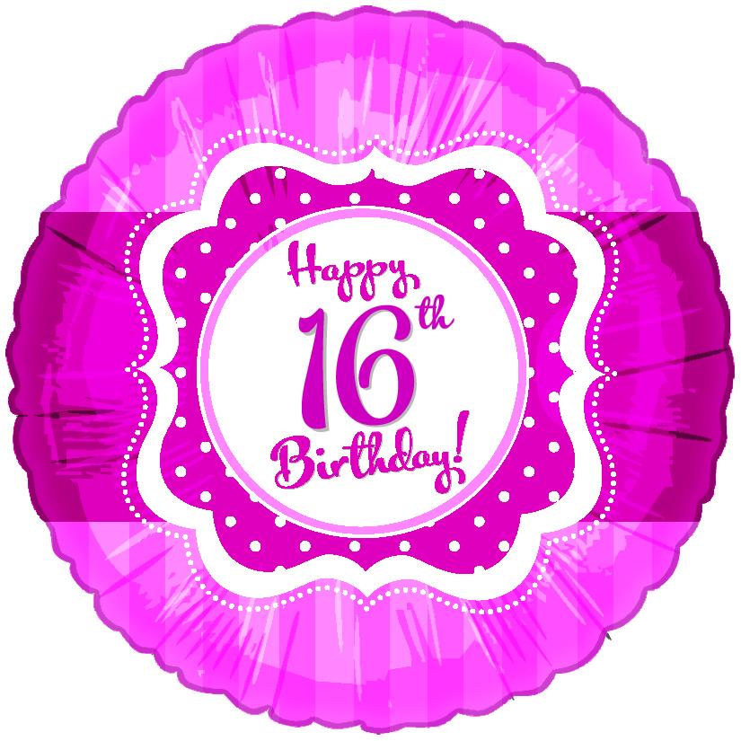 18" Perfect Pink "16" Happy Birthday Foil Balloon