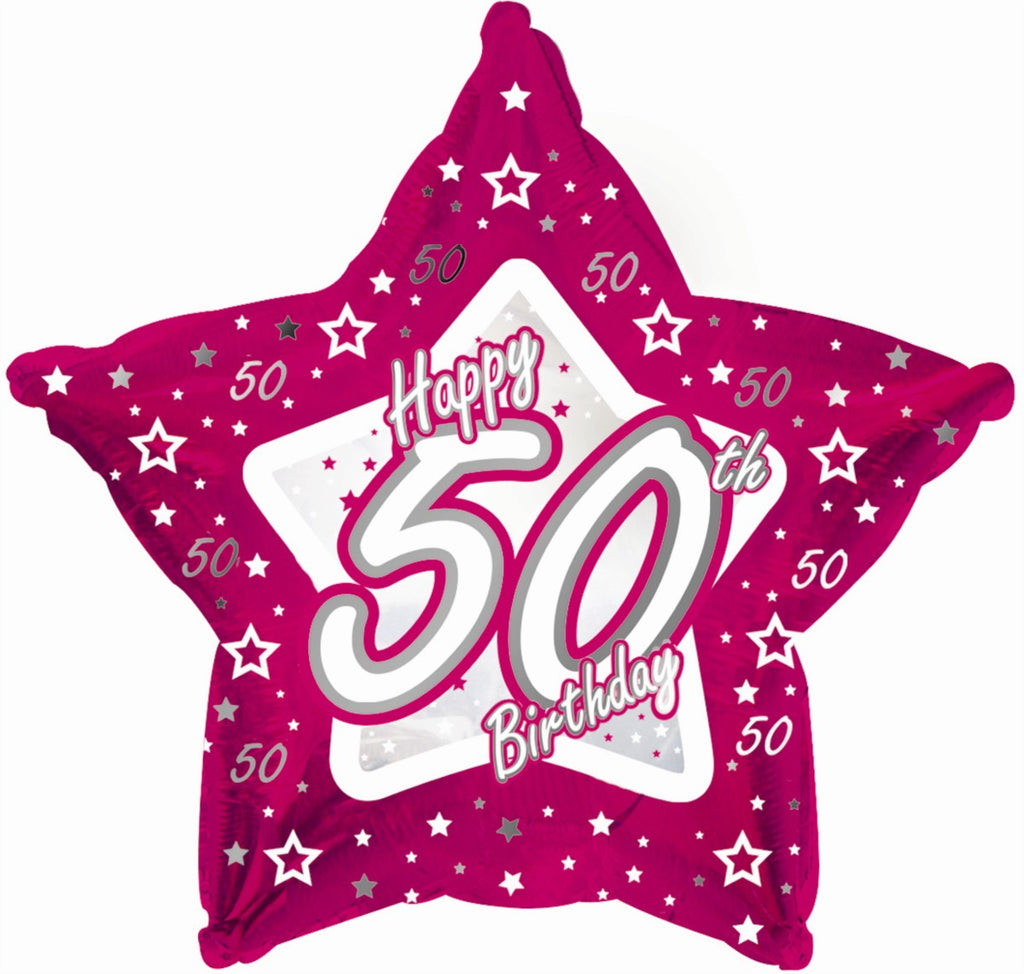 18" Pink & Silver "50" Happy Birthday Foil Balloon