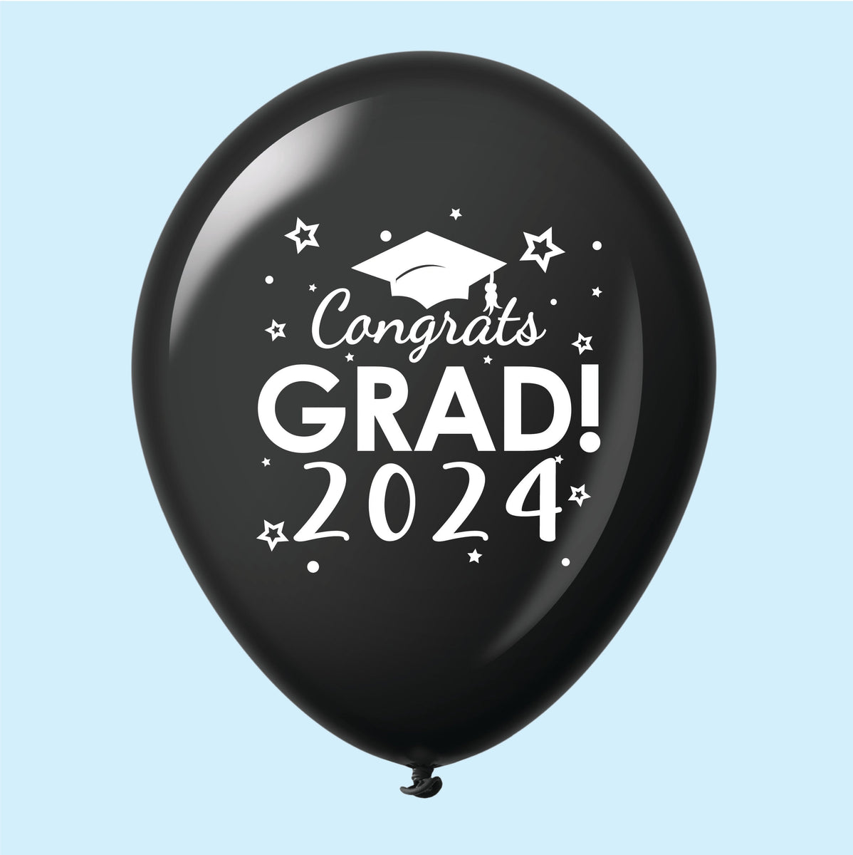 11" Congrats Grad 2024 Latex Balloons 25 Count Black Bargain Balloons USA