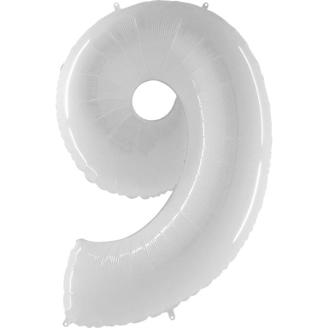 40" Foil Shape Balloon Number 9 Bright White