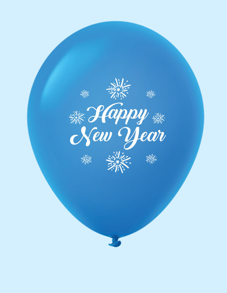 11" New Years Fireworks Latex Balloons Blue (25 Per Bag)