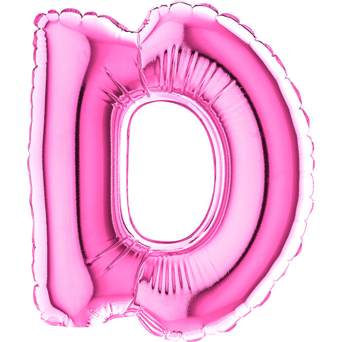 7" Airfill Only (requires heat sealing) Letter D Fuschia Foil Balloon